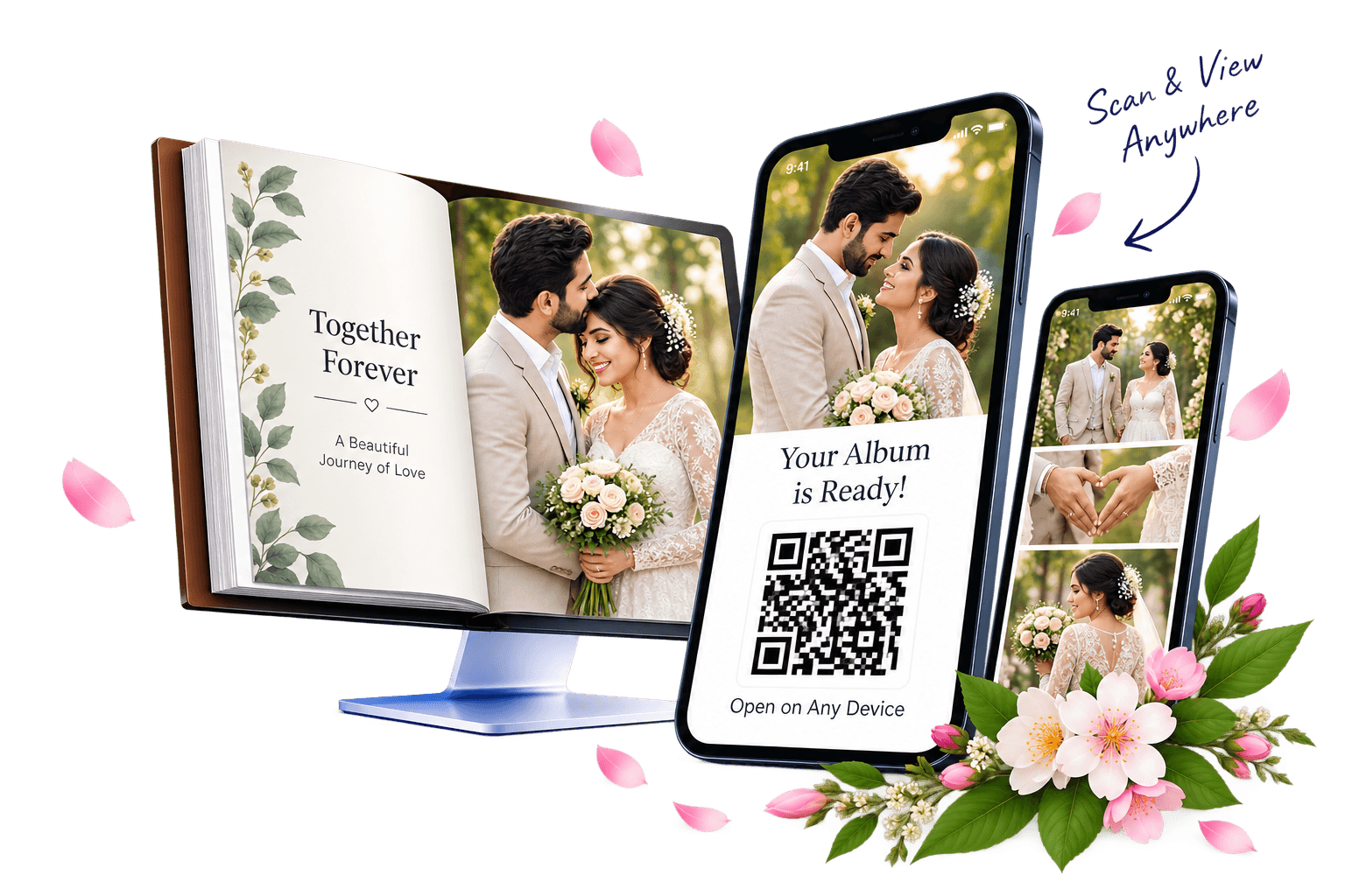 RD Flip album preview on desktop and mobile with QR sharing